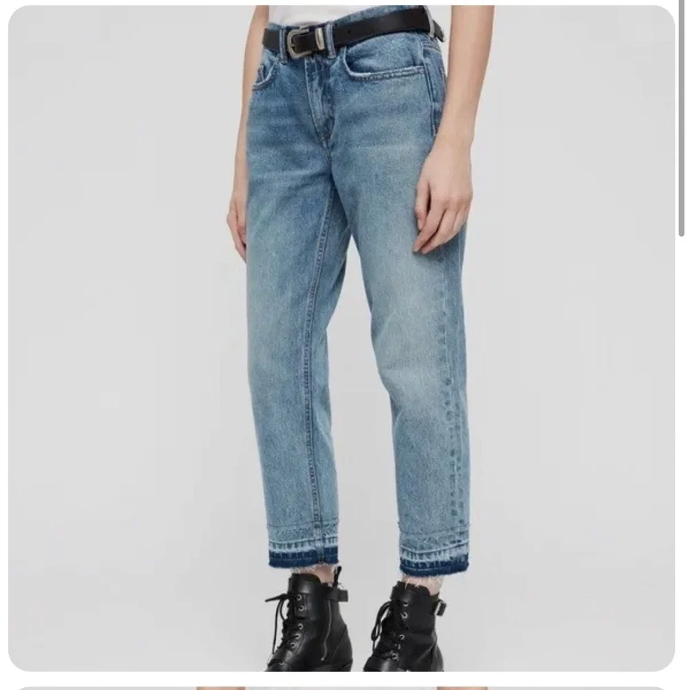 ALL SAINTS DENIM Boys Frayed Ty Jean in Mid Indigo size 25 Button Fly